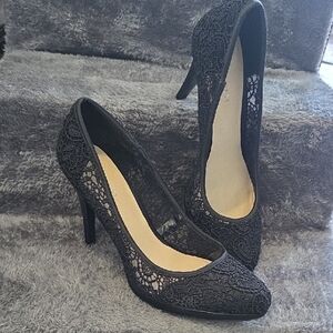 Nine West Black Lace Heels Stiletto Pumps